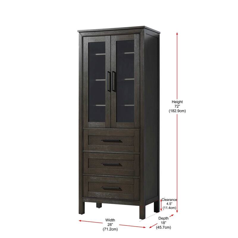 Winslow 16-28 Inch Bath Storage Glass Cabinet