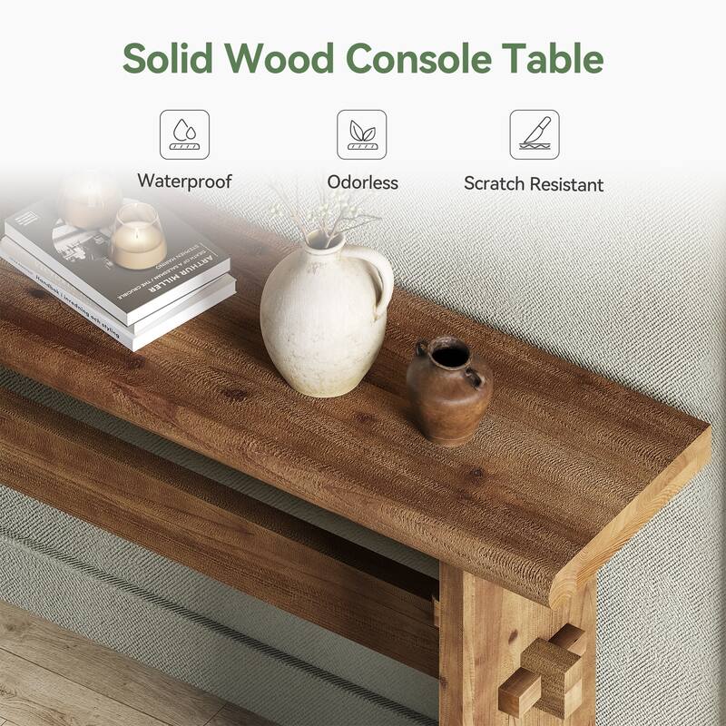 63 Inch Solid Wood Console Table for Entryway - 63" L x 11.8" W x 31.5" H