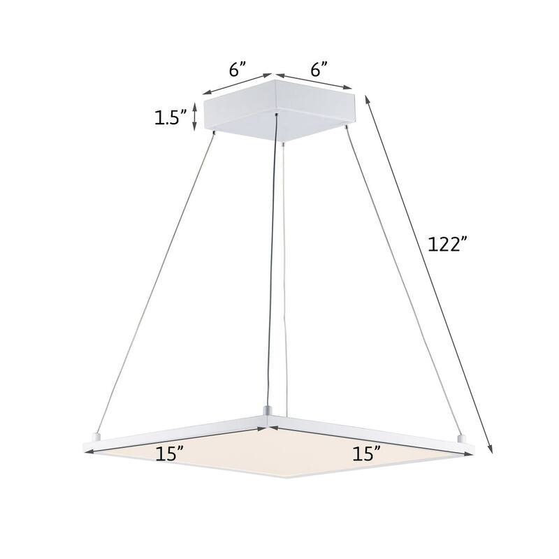 Wafer SQ 15"W 1-Light LED Pendant Light Fixture White Finish by Maxim