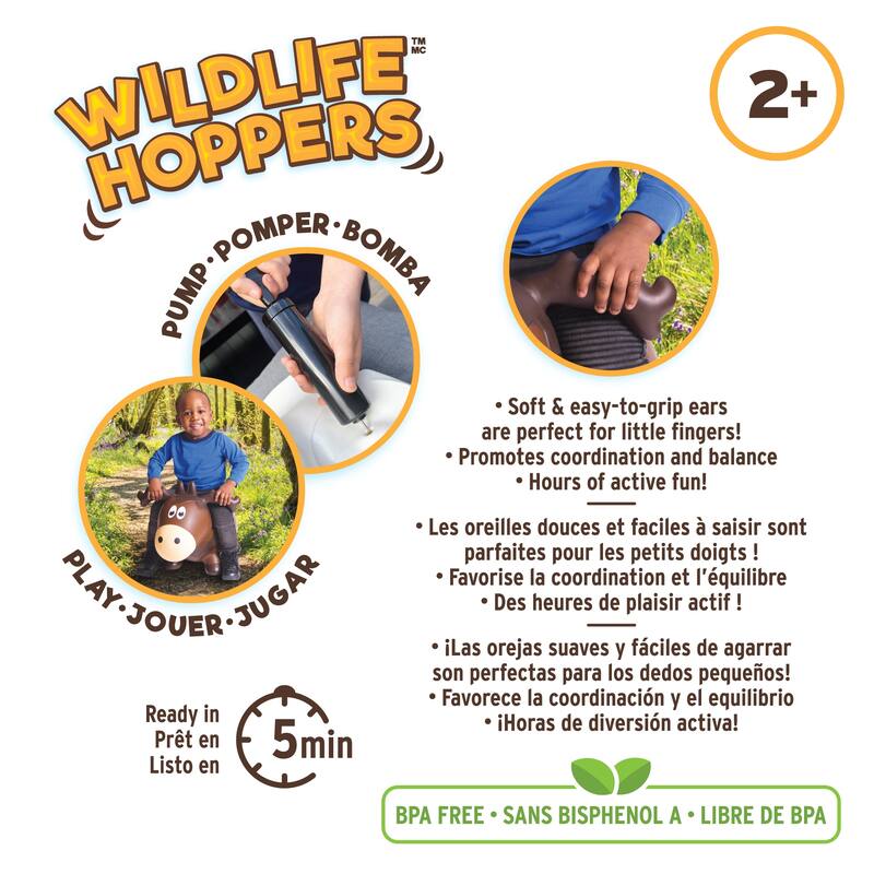 Toddler Boys and Girls Wildlife Hopper Bounce Toy, Moose