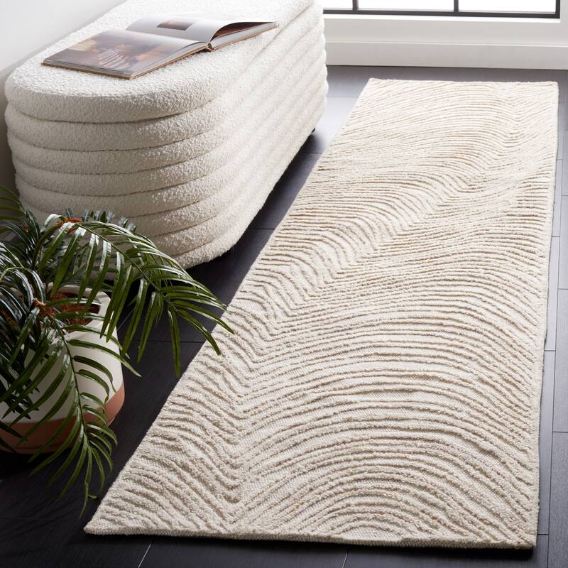 SAFAVIEH Handmade Trace Brandie Wool Rug - 2'3" x 9' Runner - Beige