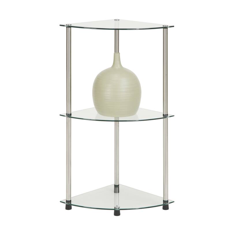 Convenience Concepts Designs2Go Classic Glass 3 Tier Corner Shelf