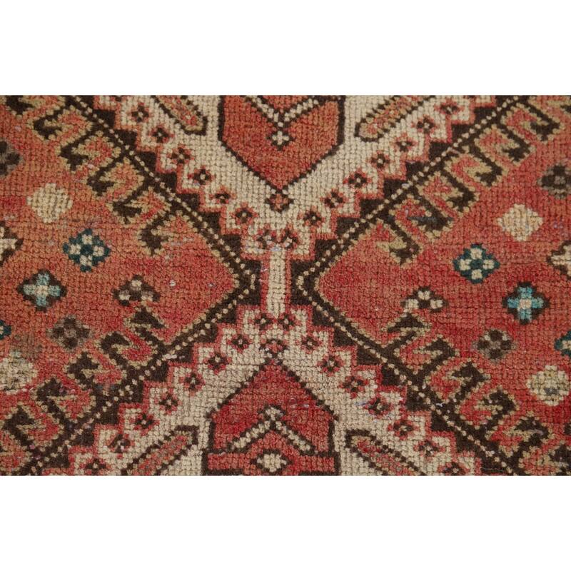 Pink Bakhtiari Vintage Persian Area Rug Hand-Knotted Wool Carpet - 7'2" x 9'11"