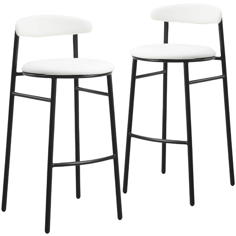 Upholstered Leather Bar Stool Accent Kitchen Chair Lume Collection Set of 2
