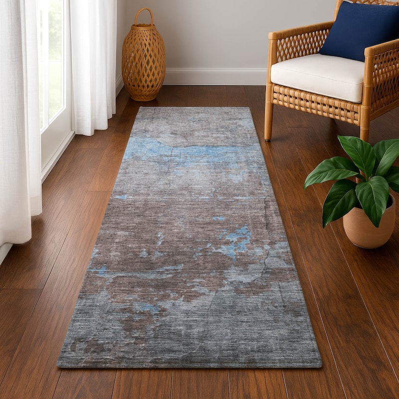 Premium Washable Super Soft Abstract Chic Mayfield Rug - Sky - 2'3" x 7'6"