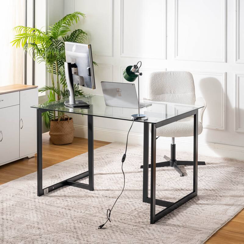 47 in.Tempered Glass Top Gold Base Elegant Dining Table