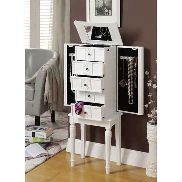 modern jewelry dresser Jewelry Armoire Black Walnut Locking Cabinet--supercab