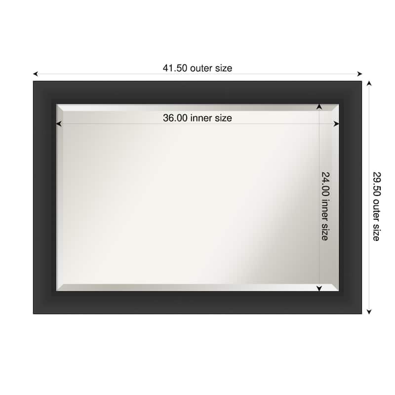 Sloped Beveled Framed Wall Mirror - 42 x 30 in - Sloped Black
