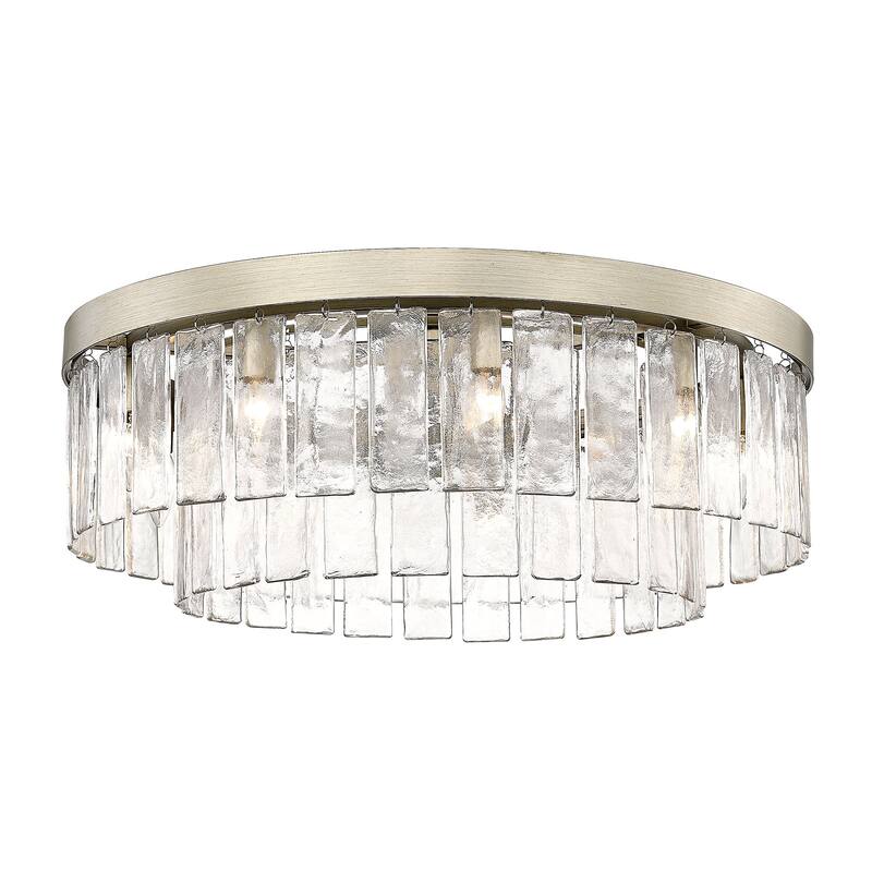 Ciara 27" Wide 9-Light Semi-Flush with Hammered Water Glass