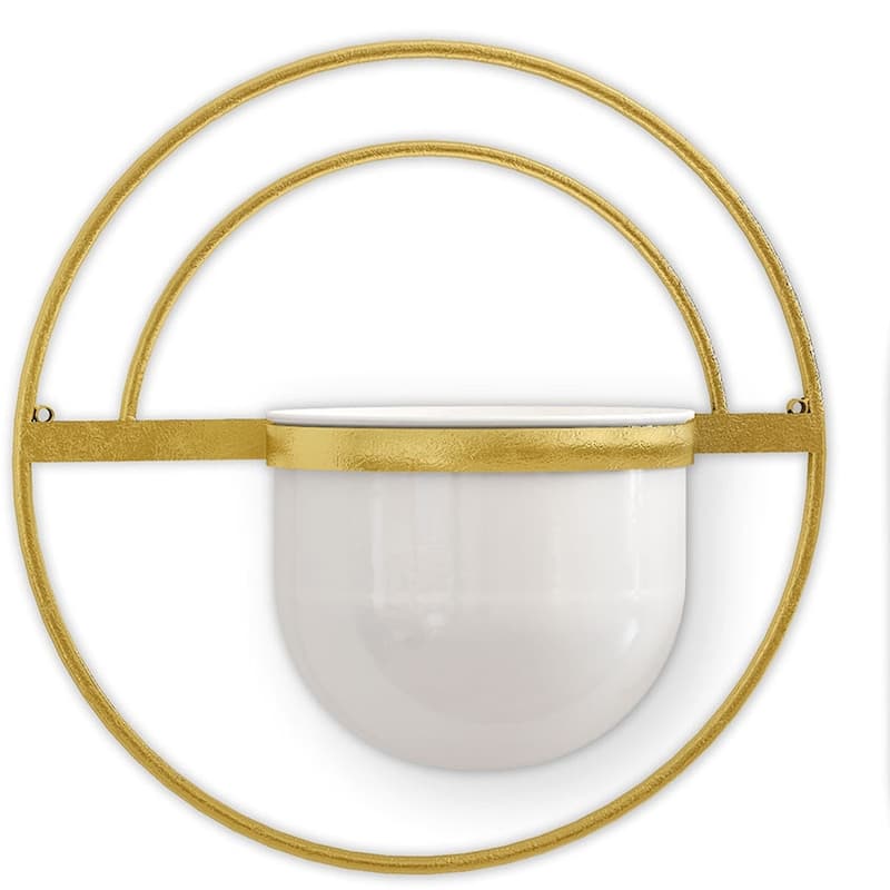 HomeRoots Set of Three Gold And White Metal 10 Ounce Wall Planters - 10' X '16' X '6