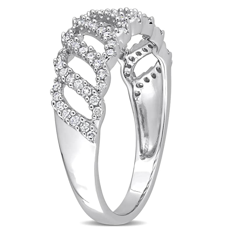 Miadora 1/3ct TDW Diamond Wave Ring in 10k White Gold