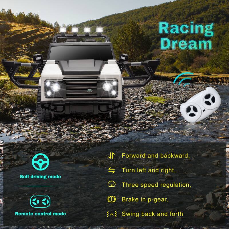 12V Ride On Car With Remote Control - White+Black