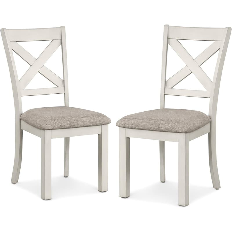 Rustic White Oak Finish Farmhouse Style Side Chairs