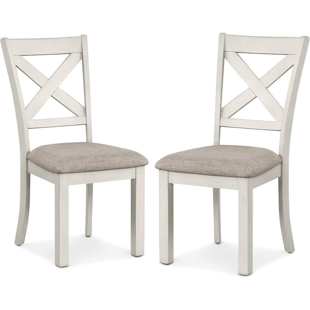 Rustic White Oak Finish Farmhouse Style Side Chairs
