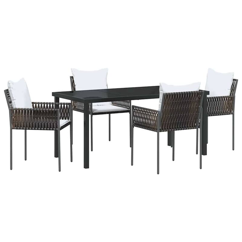vidaXL Garden Dining Set Brown and Black PE Rattan