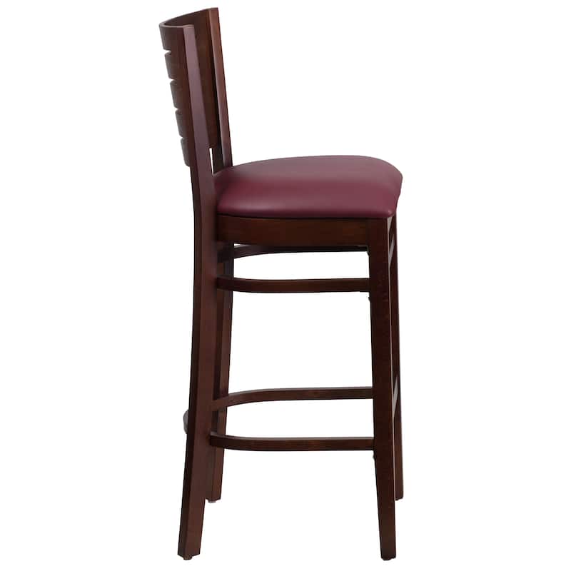 Slat Back Wooden Restaurant Barstool - 16.75"W x 18"D x 43.5"H - 16.75"W x 18"D x 43.5"H