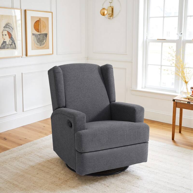 31'' W Wingback Manual Glider Swivel Rocker Recliner Nursery Chair