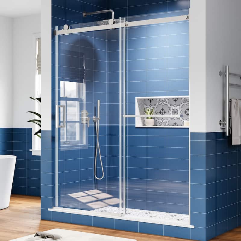60 in. W x 72 in. H Sliding Semi-Frameless Shower Door with Tempered Glass - 60" x 72"