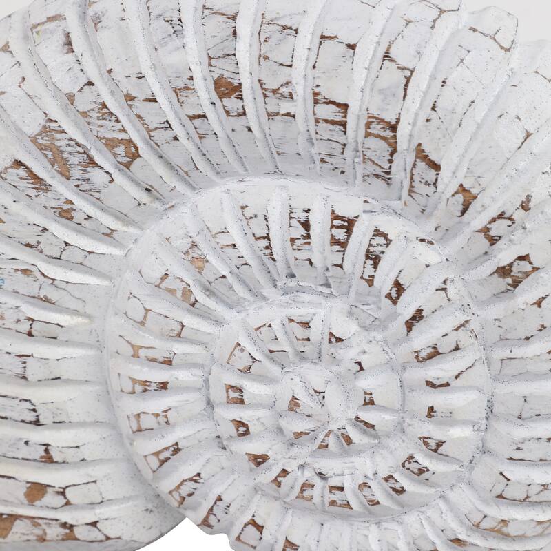 Handcrafted Wooden Nautical Shell Figurine Coastal-Inspired Details