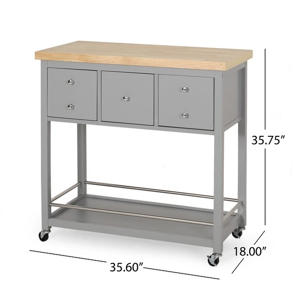 Warnock Indoor Storage Kitchen Cart with Wheels by Christopher Knight Home