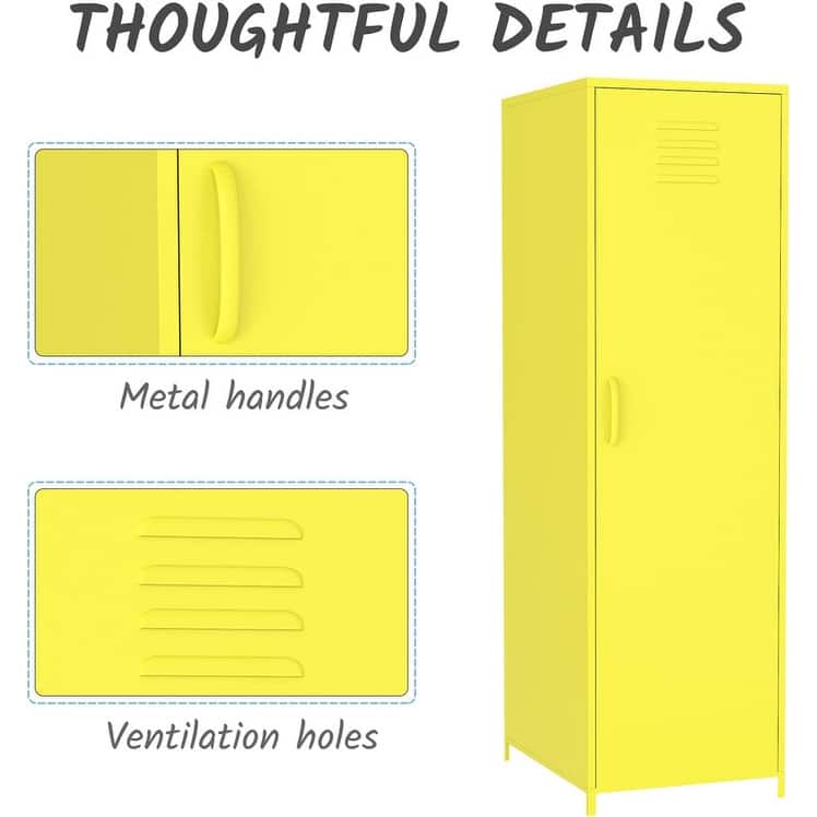 Metal Armoires Locker Cabinet for Kid with Hanging Rod and Shelves