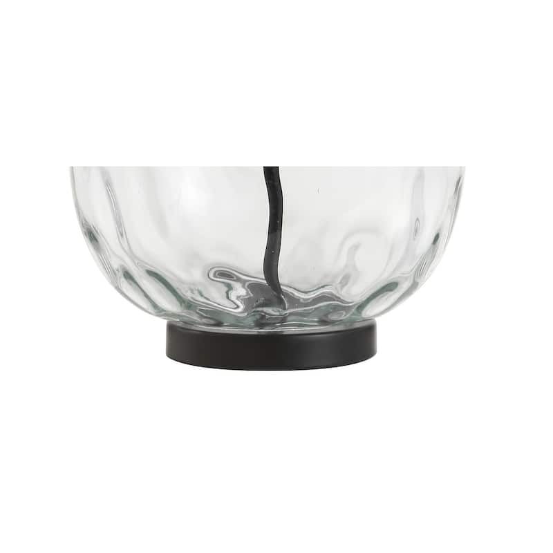 Lavelle 26.5" Glass/Metal LED Table Lamp, Clear/Black by JONATHAN Y