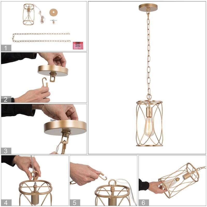 Velus Modern Farmhouse Mini Pendant Cylinder Metal Bronze Cage Kitchen Island Lights for Dining Room - D6.5'' x H72.5''