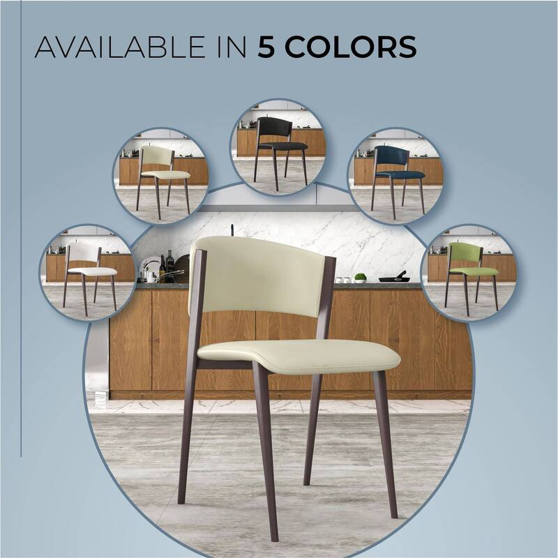 Leather Dining Chairs with Iron Legs and Open-Back Design Aspen Series Set of 2