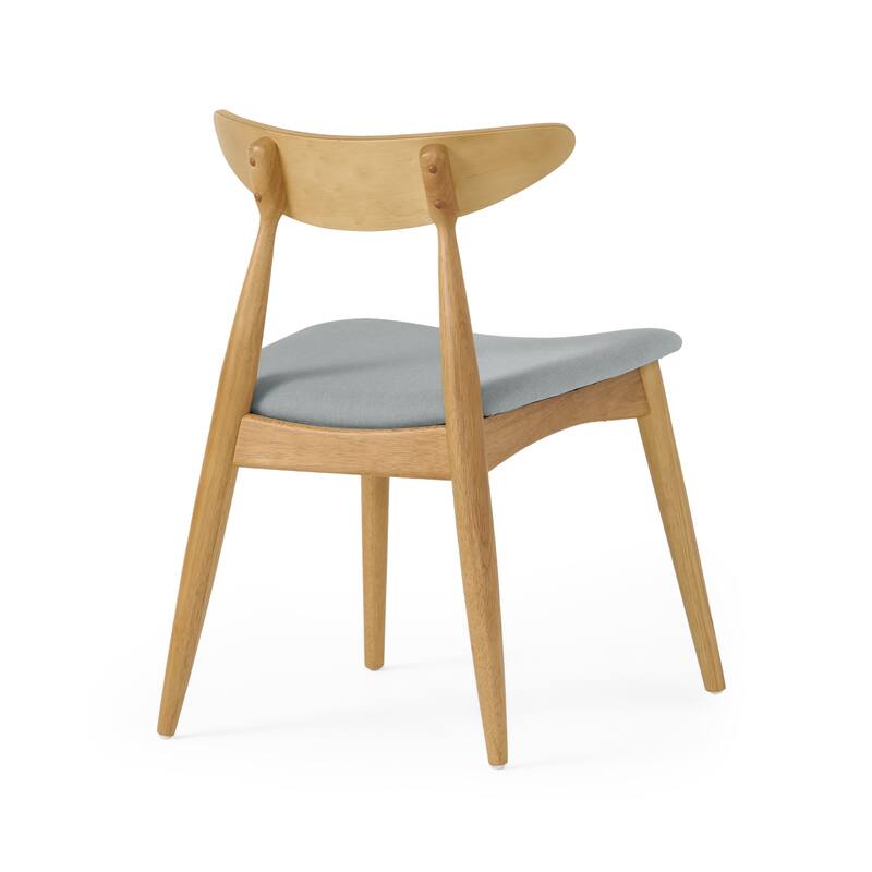 Set of 2 Retro Rubberwood Chairs with Ergonomic Back & Plush Cushions