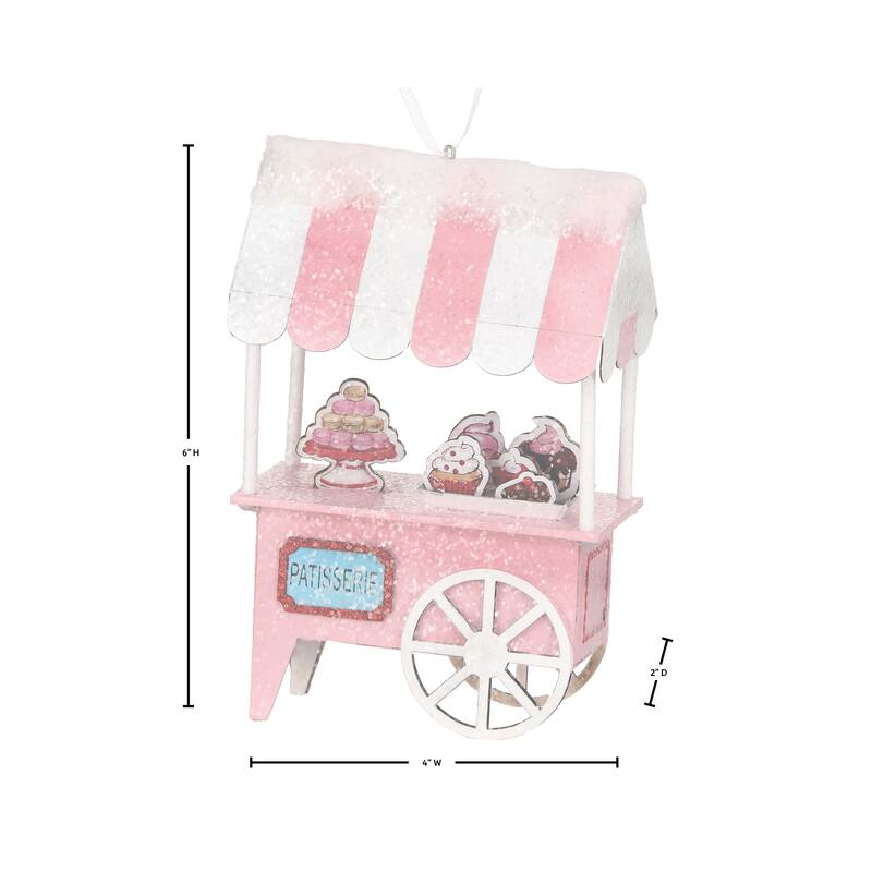 6" Cardboard French Dessert Cart Ornament Set of 3