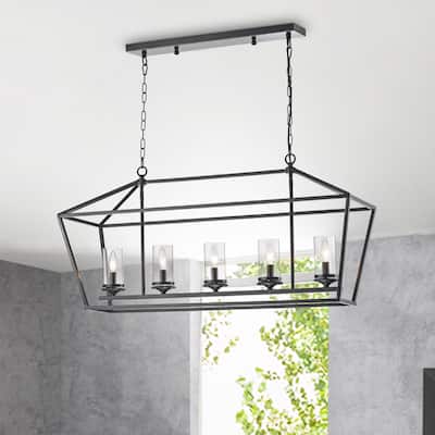 Thereus Modern Black Brushed Coffee 5-Light Chandelier