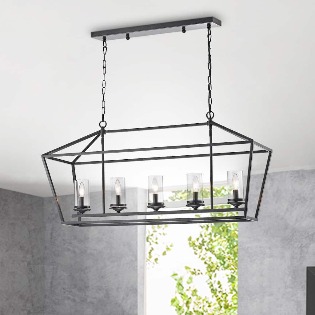 Thereus Modern Black Brushed Coffee 5-Light Chandelier