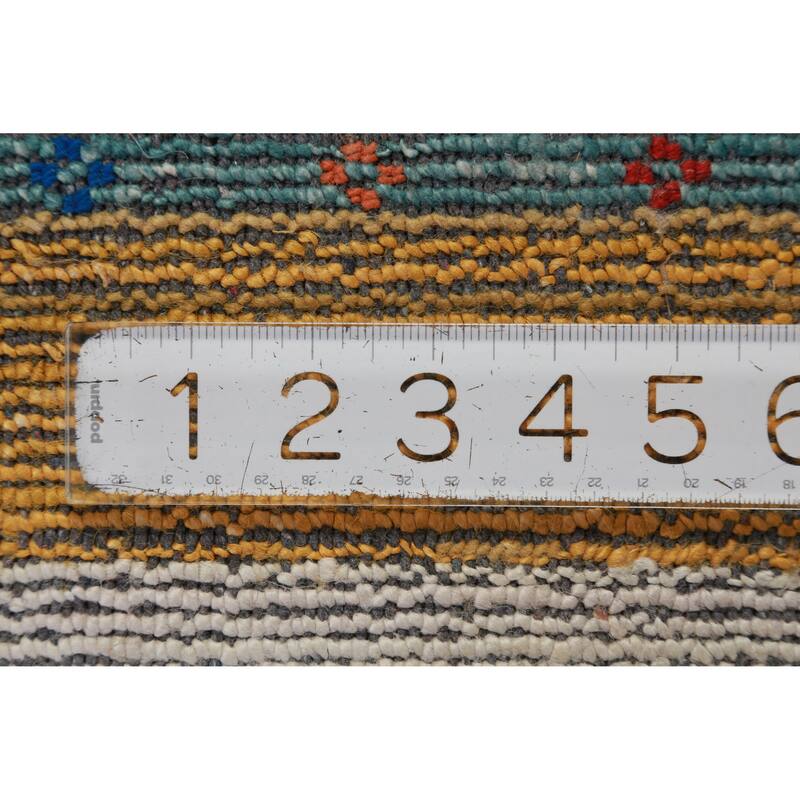 Hand Knotted Oriental 100% Wool Carpet Tribal Stripe Greys & Charcoal Gabbeh Area Rug - 12' 0'' X 9' 2''