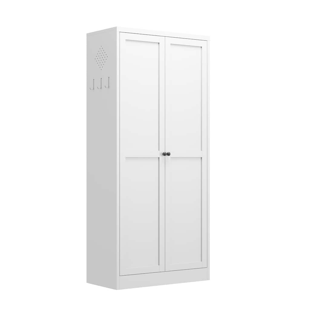 61" White Metal Kitchen Pantry Cabinet Adjustable Storage with 4 Shelves, Heavy Duty Freestanding Pantry Organizer