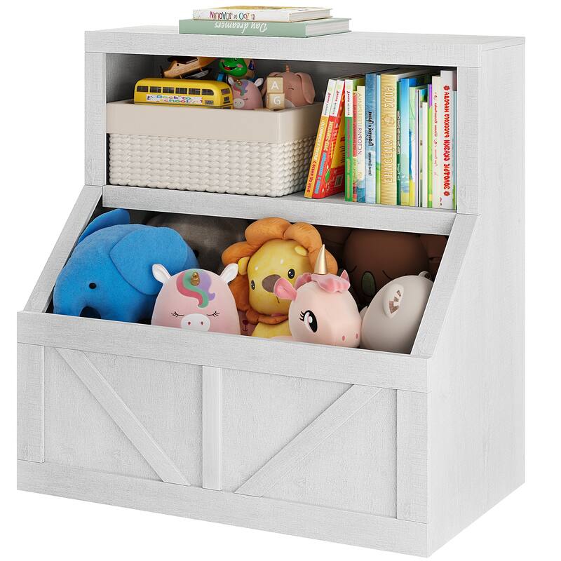 Kids Bookshelf, Wooden Toy Storage Organizer with Cubby
