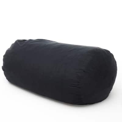 Lara 6.5 Ft Suede Cylindrical Bean Bag, Black