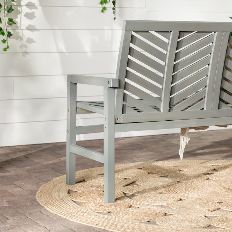 Walker Edison Acacia Wood Outdoor Chevron Love Seat