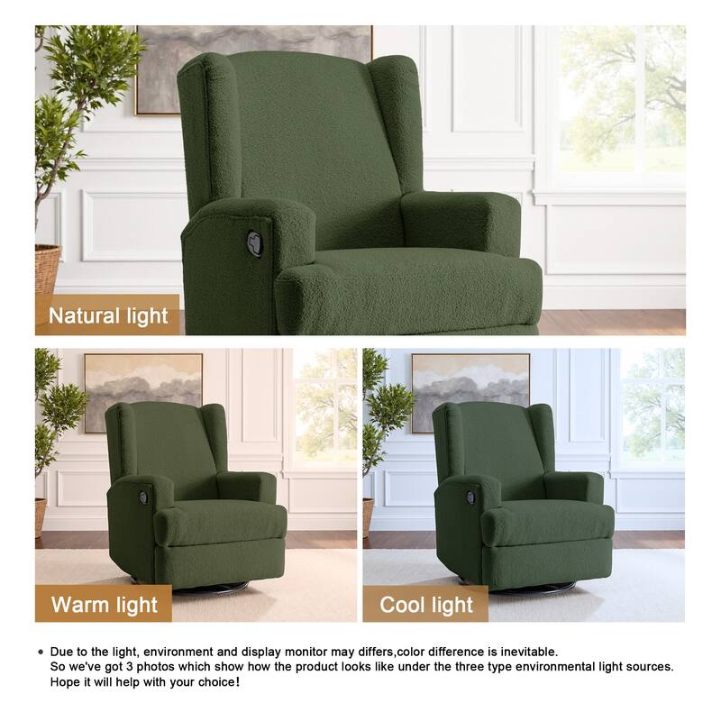31'' W Wingback Manual Glider Swivel Rocker Recliner Nursery Chair