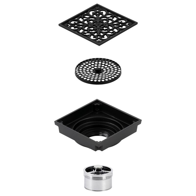 Watercourse Scroll 4" Square Grid Shower Drain