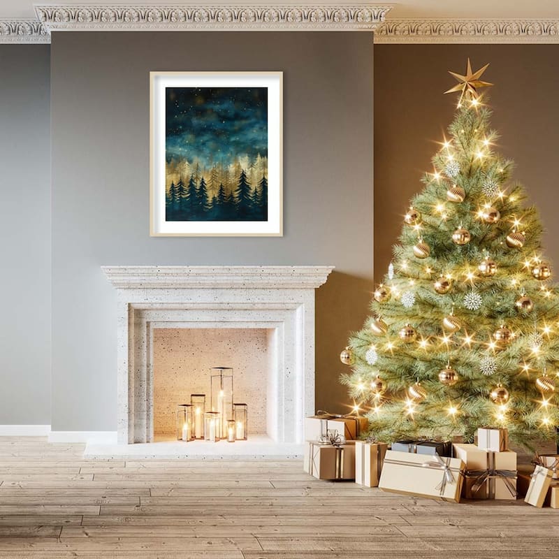 Teal and Tan 2 by Bilge Paksoylu Wood Framed Wall Art Print