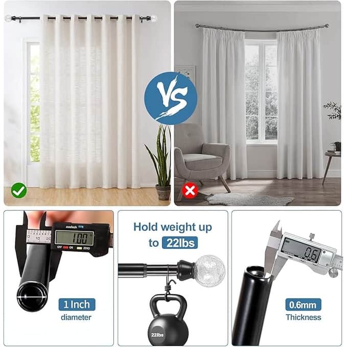 1-inch Diameter Crackle Glass Adjustable Single Drapery Curtain Rod