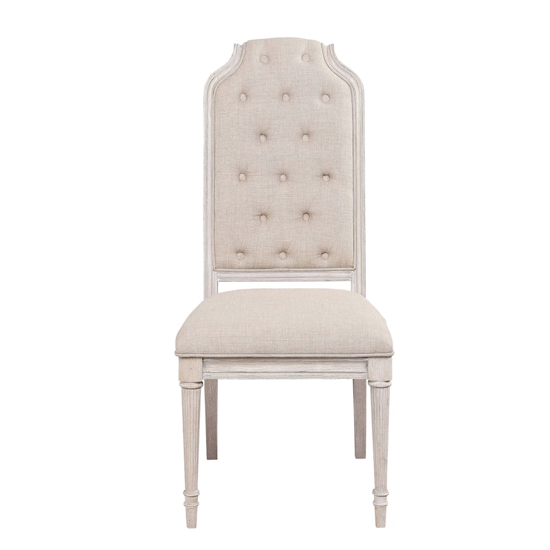 Beige and Antique Champagne Tufted Back Side Chairs (Set of 2)
