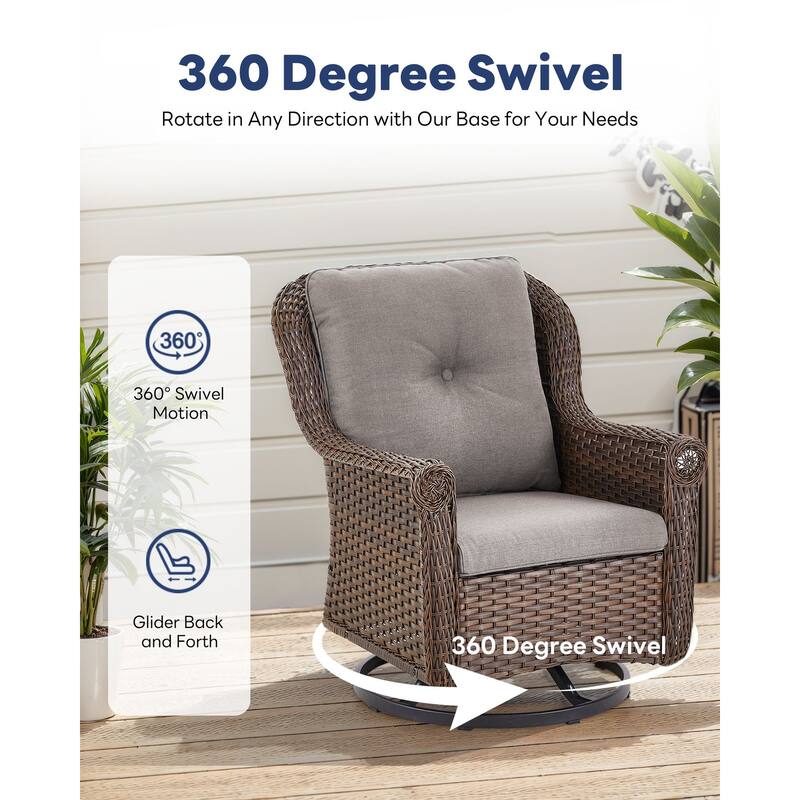Pocassy Wicker Patio Conversation Set for Backyard