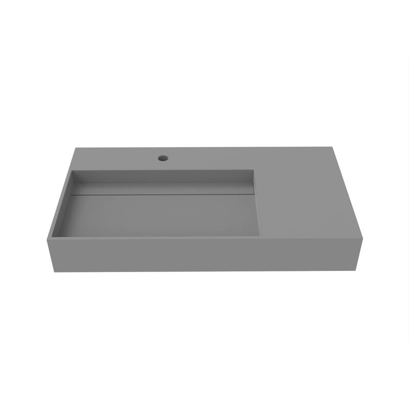 Juniper 36" Solid Surface Bathroom Vanity Top - Left Basin - Grey