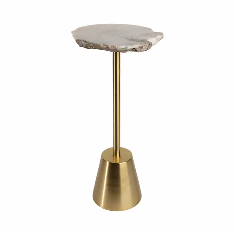 Freeform Agate Natural Edge Side Table with Metal Base