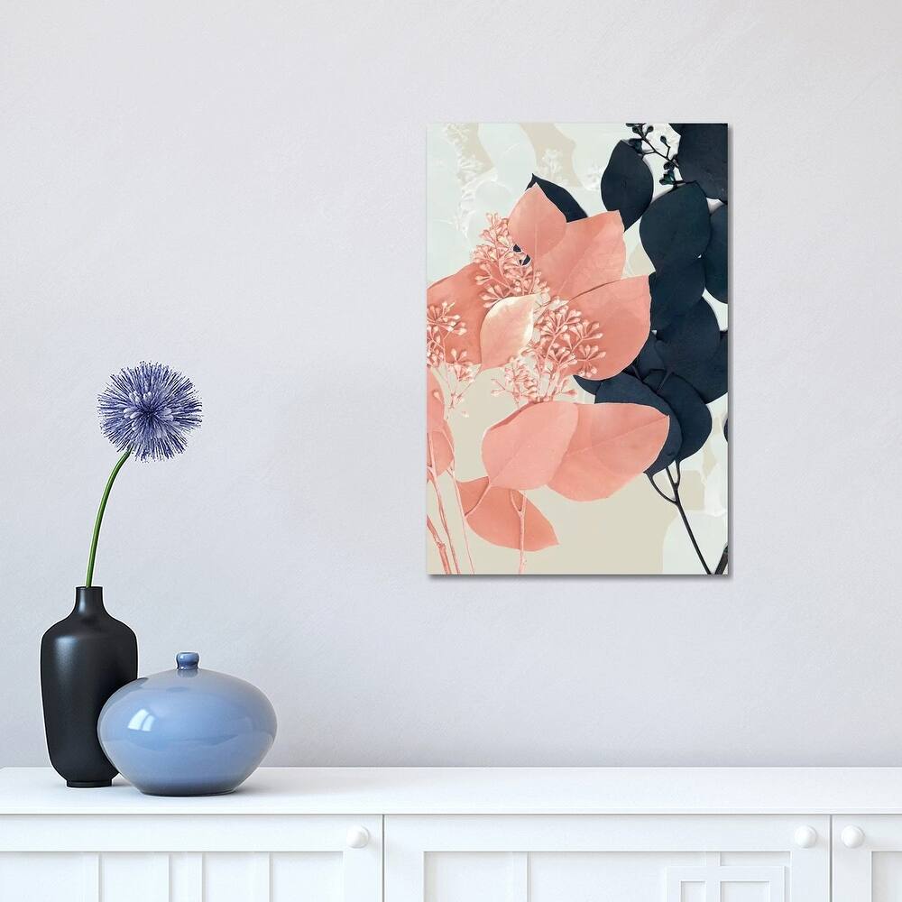 iCanvas "Indigo & Blush Leaves I" by Jennifer Goldberger Canvas Print