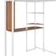 preview thumbnail 5 of 5, White Twin Metal Loft Bed With 2 Shelves And One Desk