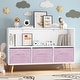 preview thumbnail 8 of 7, Kids bookcase with Collapsible Fabric Drawers, Children's Book Display, Toy Storage Cabinet Organizer, White/Pink