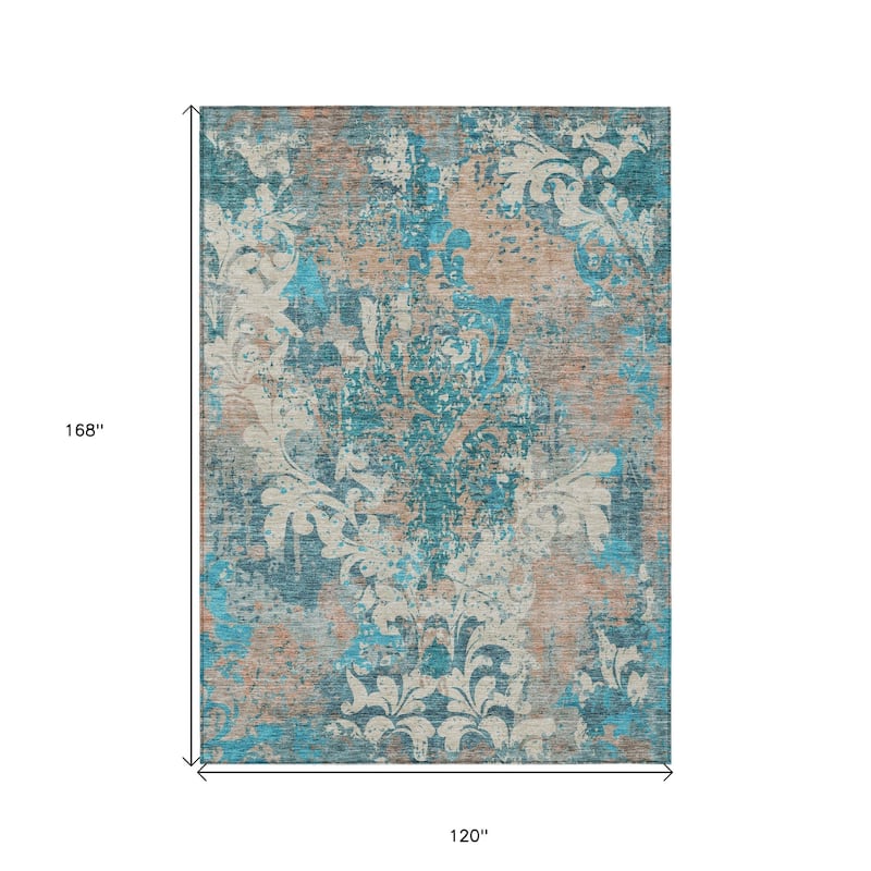 HomeRoots Damask Transitional Rectangle Outdoor Rug