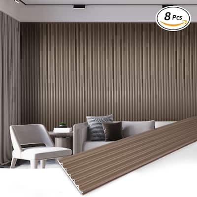 Art3d 104'' X 6.3'' Fluted Wall Panel for Interior Decor, WPC Wall Panel, Metal Finish,8pcs - N/A